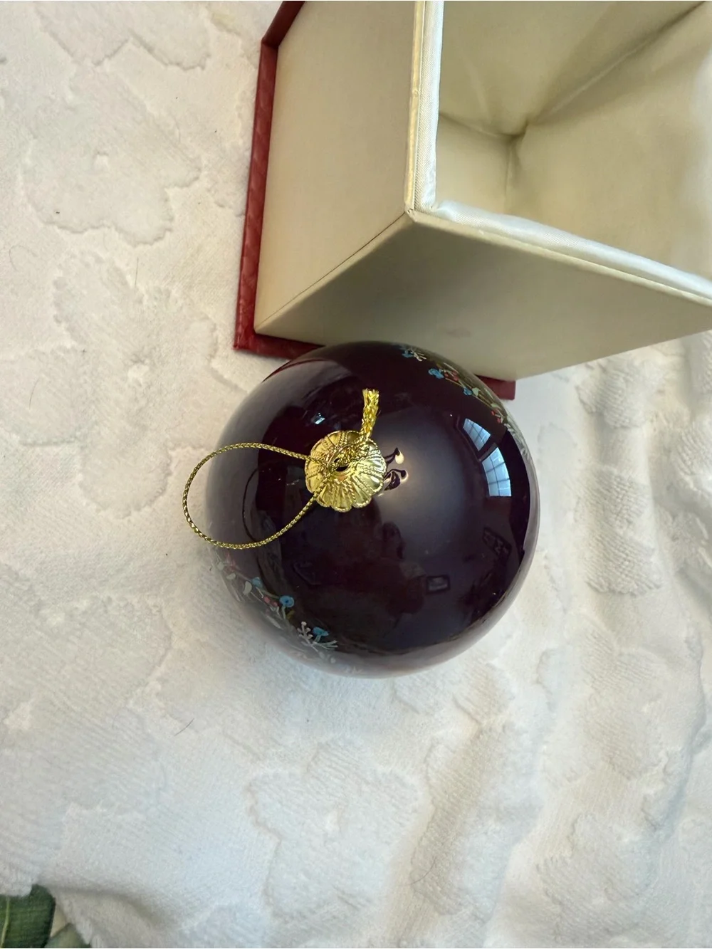 Li Bien Holiday Peace Glass Ornament - Deep Burgundy
